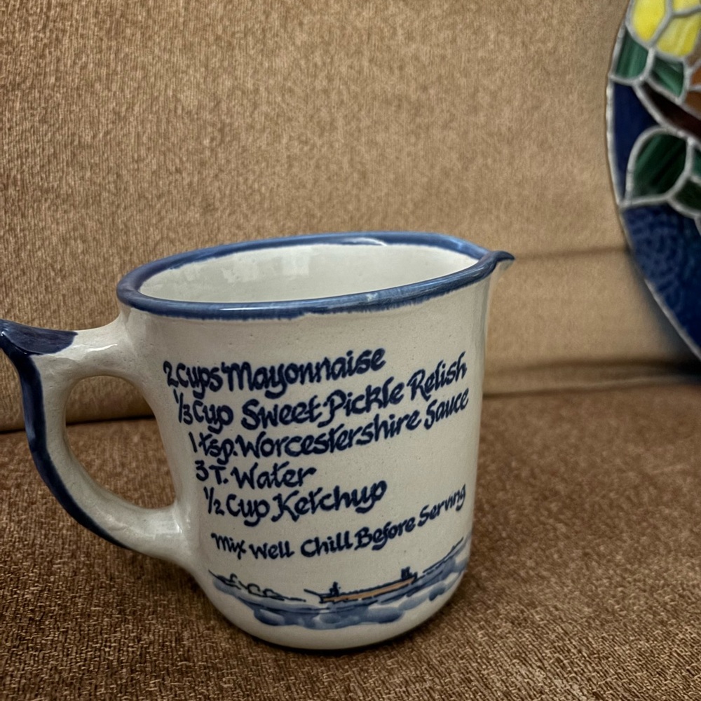 Blue and White Ceramic Measuring Cup